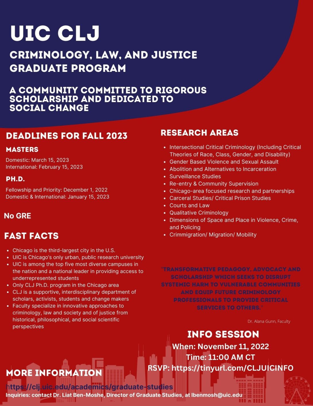 CLJ Graduate Program Info Session | Criminology, Law and Justice