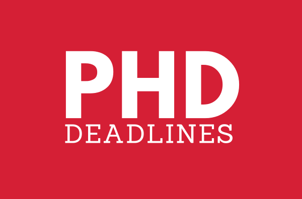 Red background; phd deadlines in white text